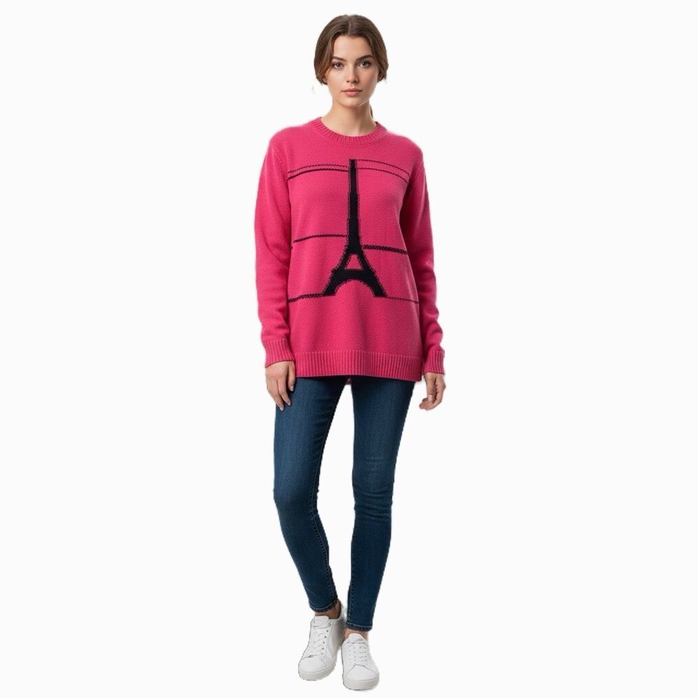Karl Lagerfeld Pink Paris Eiffel Tower Graphic Sweater